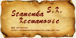Stamenka Kecmanović vizit kartica